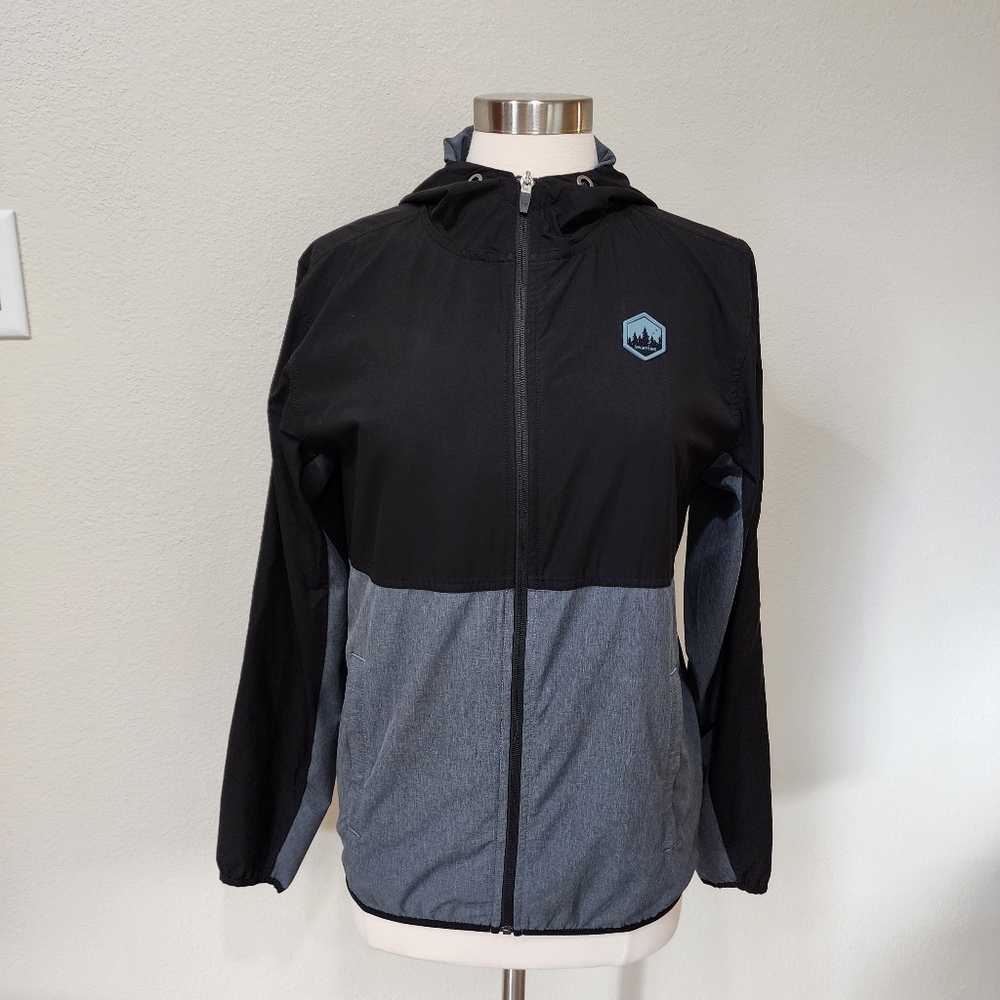 Swannies Golf Windbreaker Lightweight Jacket Hooded Black & Gray Unisex size Sm